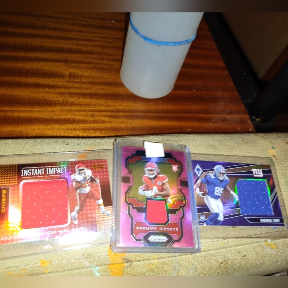 Three Kansas City Chiefs patch cards! Clyde Edwards helaire, Rashee Rice, toney.